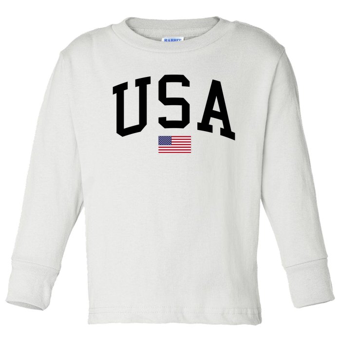 USA Flag Toddler Long Sleeve Shirt