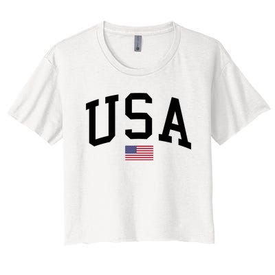 USA Flag Women's Crop Top Tee