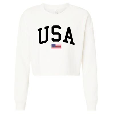 USA Flag Cropped Pullover Crew