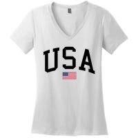 USA Flag Women's V-Neck T-Shirt