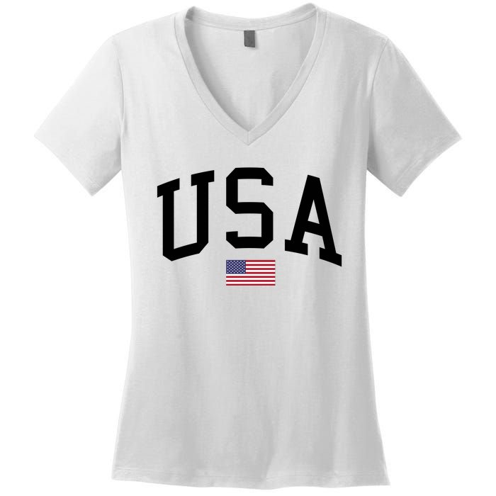 USA Flag Women's V-Neck T-Shirt