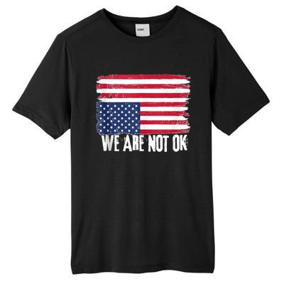 USA Flag Upside Down We Are Not Ok American Flag Distress Tall Fusion ChromaSoft Performance T-Shirt