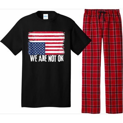 USA Flag Upside Down We Are Not Ok American Flag Distress Pajama Set