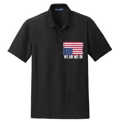 USA Flag Upside Down We Are Not Ok American Flag Distress Dry Zone Grid Polo