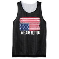 USA Flag Upside Down We Are Not Ok American Flag Distress Mesh Reversible Basketball Jersey Tank