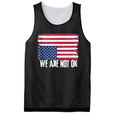 USA Flag Upside Down We Are Not Ok American Flag Distress Mesh Reversible Basketball Jersey Tank