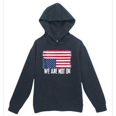 USA Flag Upside Down We Are Not Ok American Flag Distress Urban Pullover Hoodie