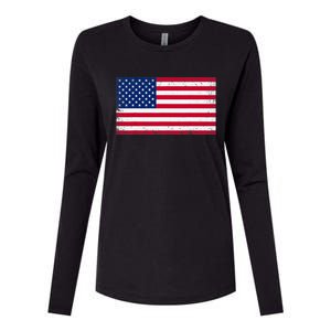 USA Flag Womens Cotton Relaxed Long Sleeve T-Shirt