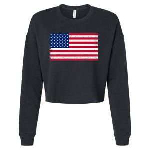 USA Flag Cropped Pullover Crew