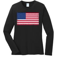 USA Flag Ladies Long Sleeve Shirt