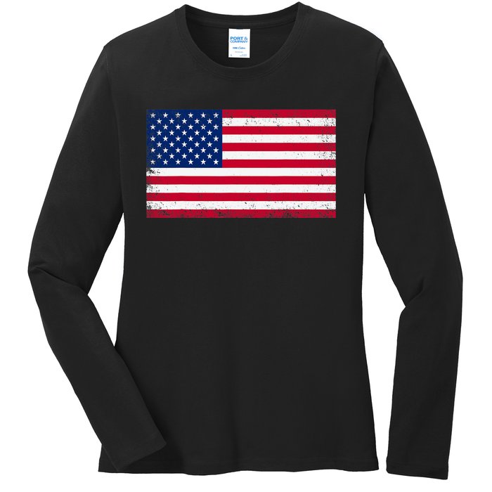 USA Flag Ladies Long Sleeve Shirt