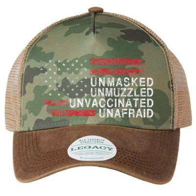 Us Flag Unmasked Unmuzzled Unvaccinated Unafraid Legacy Tie Dye Trucker Hat