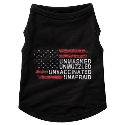 Us Flag Unmasked Unmuzzled Unvaccinated Unafraid Doggie Tank