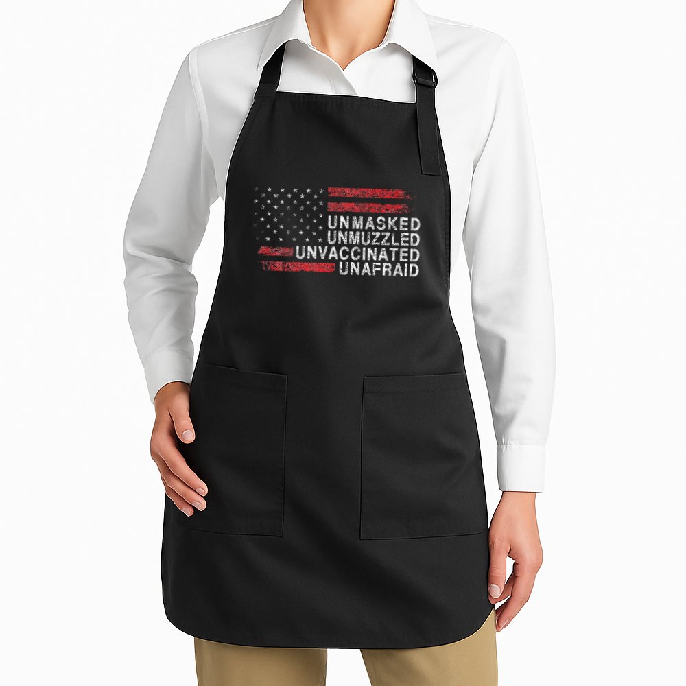 Us Flag Unmasked Unmuzzled Unvaccinated Unafraid Apron