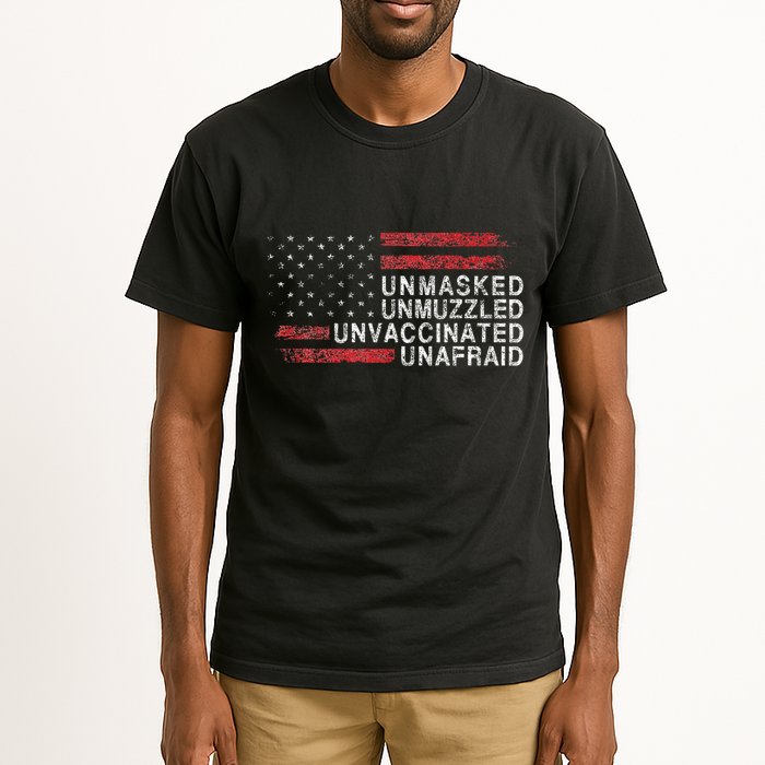 Us Flag Unmasked Unmuzzled Unvaccinated Unafraid Tall T-Shirt