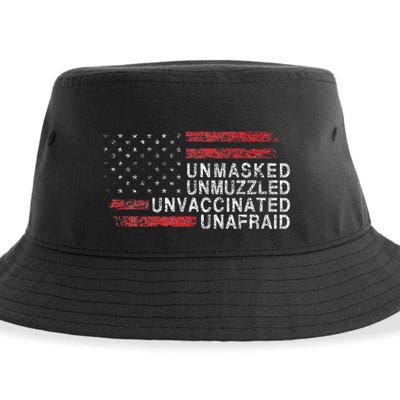 Us Flag Unmasked Unmuzzled Unvaccinated Unafraid Sustainable Bucket Hat