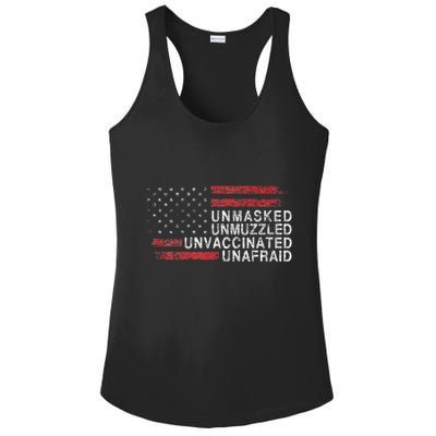 Us Flag Unmasked Unmuzzled Unvaccinated Unafraid Ladies PosiCharge Competitor Racerback Tank