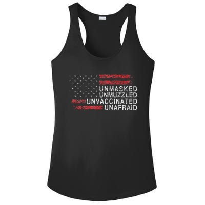 Us Flag Unmasked Unmuzzled Unvaccinated Unafraid Ladies PosiCharge Competitor Racerback Tank