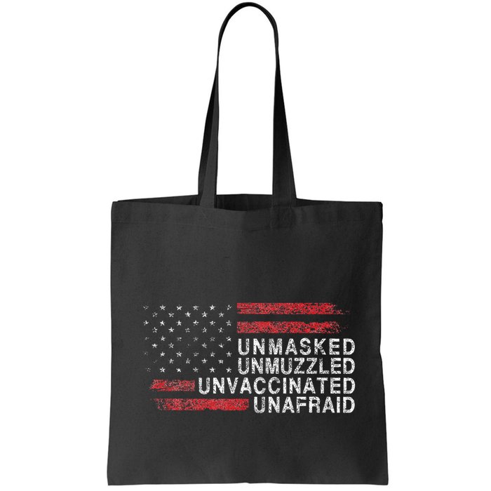 Us Flag Unmasked Unmuzzled Unvaccinated Unafraid Bag