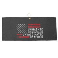 Us Flag Unmasked Unmuzzled Unvaccinated Unafraid Large Microfiber Waffle Golf Towel