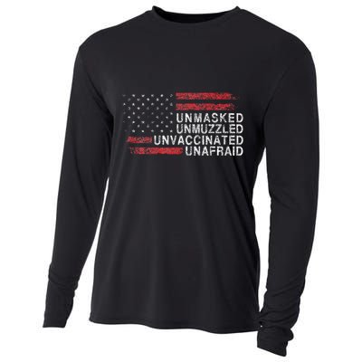 Us Flag Unmasked Unmuzzled Unvaccinated Unafraid Cooling Performance Long Sleeve Crew