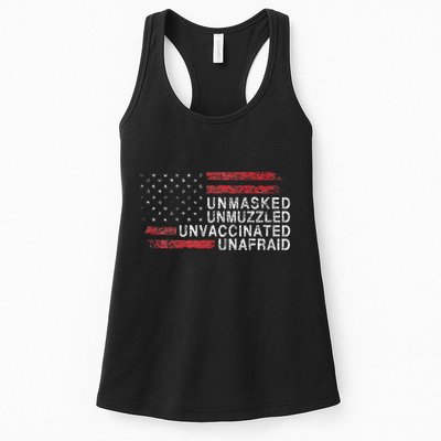 Us Flag Unmasked Unmuzzled Unvaccinated Unafraid Womens Tank Top