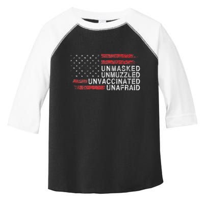 Us Flag Unmasked Unmuzzled Unvaccinated Unafraid Toddler Fine Jersey T-Shirt