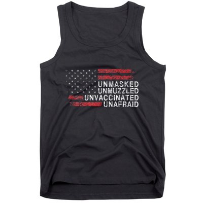 Us Flag Unmasked Unmuzzled Unvaccinated Unafraid Tank Top