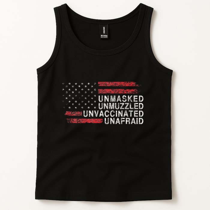 Us Flag Unmasked Unmuzzled Unvaccinated Unafraid Tank Top