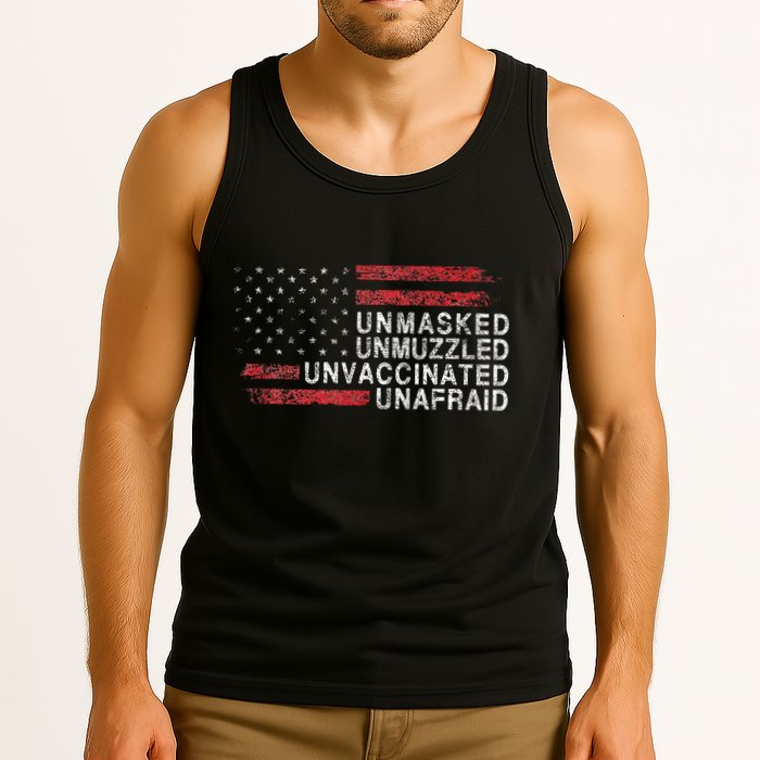 Us Flag Unmasked Unmuzzled Unvaccinated Unafraid Tank Top