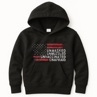 Us Flag Unmasked Unmuzzled Unvaccinated Unafraid Kids Hoodie