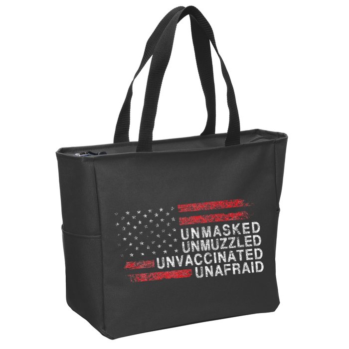 Us Flag Unmasked Unmuzzled Unvaccinated Unafraid Zip Tote Bag