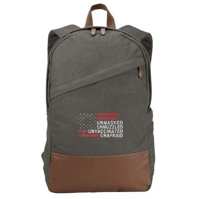 Us Flag Unmasked Unmuzzled Unvaccinated Unafraid Cotton Canvas Backpack