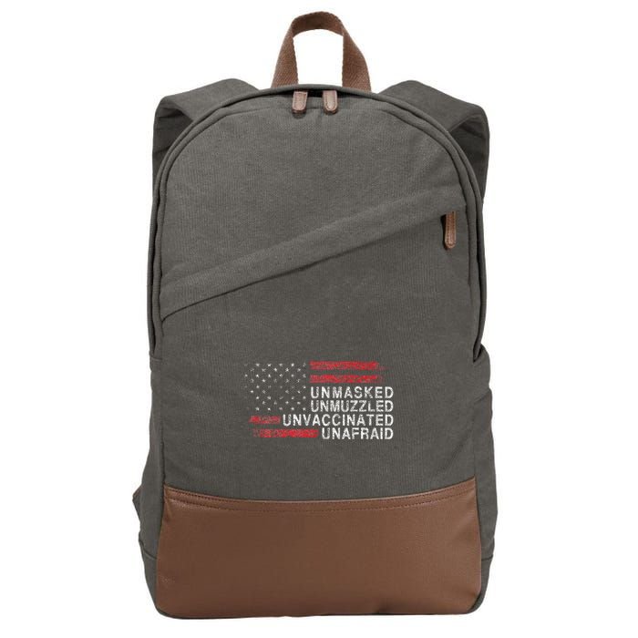 Us Flag Unmasked Unmuzzled Unvaccinated Unafraid Cotton Canvas Backpack