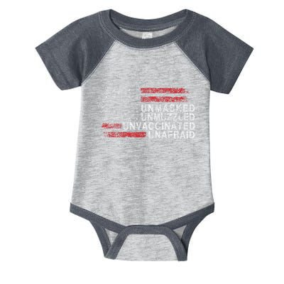 Us Flag Unmasked Unmuzzled Unvaccinated Unafraid Infant Baby Jersey Bodysuit