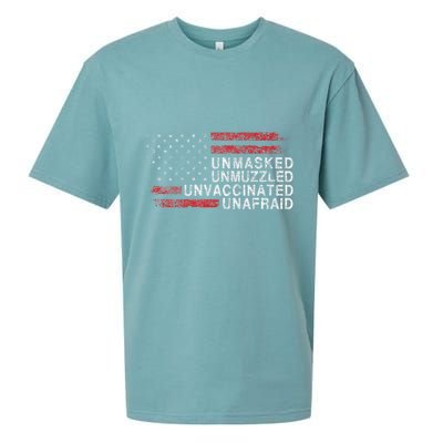 Us Flag Unmasked Unmuzzled Unvaccinated Unafraid Sueded Cloud Jersey T-Shirt