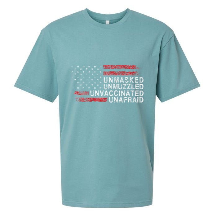 Us Flag Unmasked Unmuzzled Unvaccinated Unafraid Sueded Cloud Jersey T-Shirt