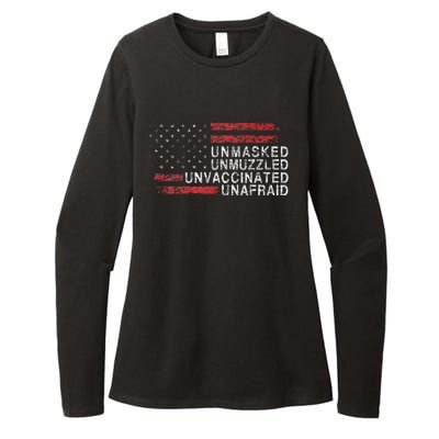 Us Flag Unmasked Unmuzzled Unvaccinated Unafraid Womens CVC Long Sleeve Shirt