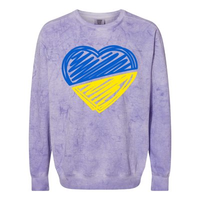 Ukraine Flag Ukrainian Heart I Stand With Ukraine Heart Gift Colorblast Crewneck Sweatshirt