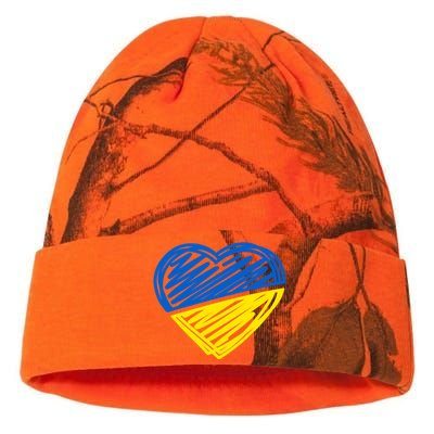 Ukraine Flag Ukrainian Heart I Stand With Ukraine Heart Gift Kati Licensed 12" Camo Beanie