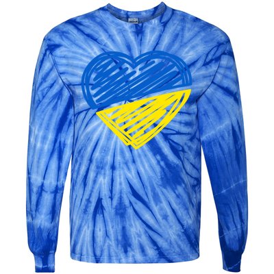 Ukraine Flag Ukrainian Heart I Stand With Ukraine Heart Gift Tie-Dye Long Sleeve Shirt