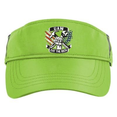 Us Flag Vintage Uaw Eat The Rich Uaw Strong Uaw Proud Union Adult Drive Performance Visor