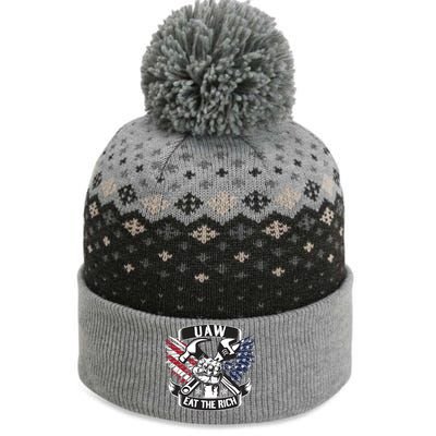 Us Flag Vintage Uaw Eat The Rich Uaw Strong Uaw Proud Union The Baniff Cuffed Pom Beanie