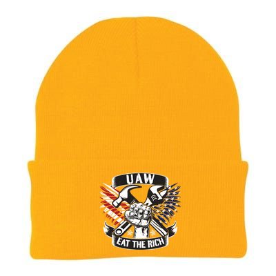 Us Flag Vintage Uaw Eat The Rich Uaw Strong Uaw Proud Union Knit Cap Winter Beanie