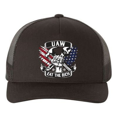 Us Flag Vintage Uaw Eat The Rich Uaw Strong Uaw Proud Union Yupoong Adult 5-Panel Trucker Hat