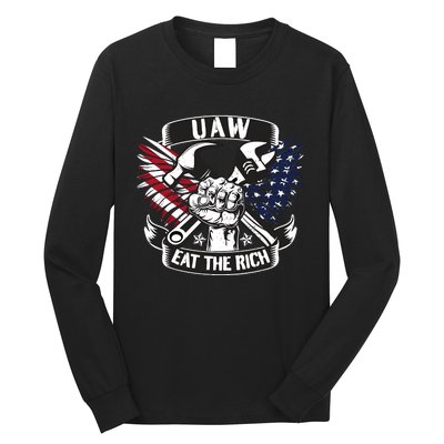 Us Flag Vintage Uaw Eat The Rich Uaw Strong Uaw Proud Union Long Sleeve Shirt