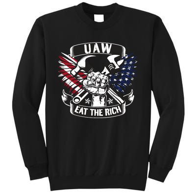 Us Flag Vintage Uaw Eat The Rich Uaw Strong Uaw Proud Union Sweatshirt