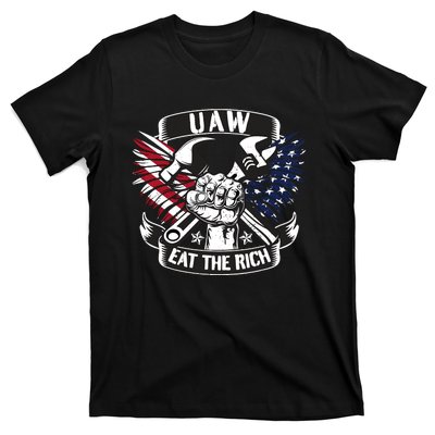 Us Flag Vintage Uaw Eat The Rich Uaw Strong Uaw Proud Union T-Shirt