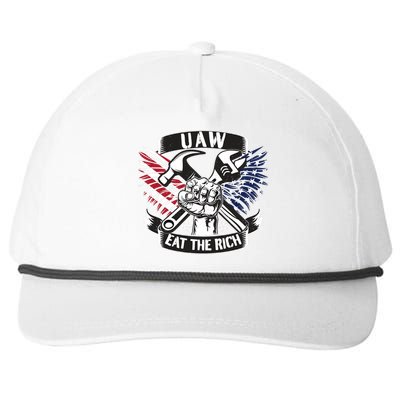 Us Flag Vintage Uaw Eat The Rich Uaw Strong Uaw Proud Union Snapback Five-Panel Rope Hat