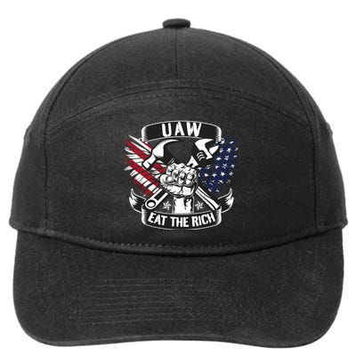 Us Flag Vintage Uaw Eat The Rich Uaw Strong Uaw Proud Union 7-Panel Snapback Hat